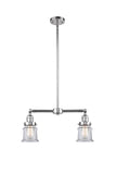 209-PC-G182S 2-Light 21" Polished Chrome Island Light - Clear Small Canton Glass - LED Bulb - Dimmensions: 21 x 5 x 10<br>Minimum Height : 20.625<br>Maximum Height : 44.625 - Sloped Ceiling Compatible: Yes