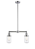209-PC-G312 2-Light 21" Polished Chrome Island Light - Clear Dover Glass - LED Bulb - Dimmensions: 21 x 4.5 x 10.75<br>Minimum Height : 21.625<br>Maximum Height : 44.625 - Sloped Ceiling Compatible: Yes