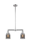209-PC-G53 2-Light 21" Polished Chrome Island Light - Plated Smoke Small Bell Glass - LED Bulb - Dimmensions: 21 x 5 x 10<br>Minimum Height : 20.875<br>Maximum Height : 44.875 - Sloped Ceiling Compatible: Yes