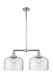 209-PC-G72-L 2-Light 21" Polished Chrome Island Light - Clear X-Large Bell Glass - LED Bulb - Dimmensions: 21 x 5 x 10<br>Minimum Height : 23.125<br>Maximum Height : 47.125 - Sloped Ceiling Compatible: Yes