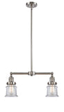 209-SN-G182S 2-Light 21" Brushed Satin Nickel Island Light - Clear Small Canton Glass - LED Bulb - Dimmensions: 21 x 5 x 10<br>Minimum Height : 20.625<br>Maximum Height : 44.625 - Sloped Ceiling Compatible: Yes