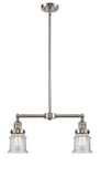 2-Light 21" Brushed Satin Nickel Island Light - Seedy Small Canton Glass LED