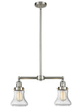 2-Light 21" Brushed Satin Nickel Island Light - Seedy Bellmont Glass LED