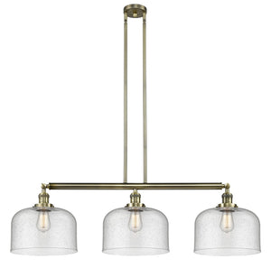 3-Light 42" X-Large Bell Island Light - Bell-Urn Seedy Glass - Choice of Finish And Incandesent Or LED Bulbs