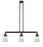 213-OB-G192 3-Light 38.75" Oil Rubbed Bronze Island Light - Clear Bellmont Glass - LED Bulb - Dimmensions: 38.75 x 6.25 x 11<br>Minimum Height : 20.5<br>Maximum Height : 44.5 - Sloped Ceiling Compatible: Yes