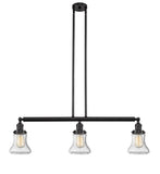 213-OB-G194 3-Light 38.75" Oil Rubbed Bronze Island Light - Seedy Bellmont Glass - LED Bulb - Dimmensions: 38.75 x 6.25 x 11<br>Minimum Height : 20.5<br>Maximum Height : 44.5 - Sloped Ceiling Compatible: Yes