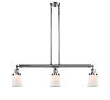 213-PC-G181S 3-Light 38.5" Polished Chrome Island Light - Matte White Small Canton Glass - LED Bulb - Dimmensions: 38.5 x 6 x 11<br>Minimum Height : 19.75<br>Maximum Height : 43.75 - Sloped Ceiling Compatible: Yes