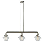 3-Light 40" Brushed Satin Nickel Island Light - Clear Small Oxford Glass LED