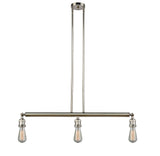 Polished Nickel Bare Bulb 3 Light Island Light  - No Shade - Vintage Dimmable Bulb Included