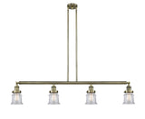 4-Light 50.625" Antique Brass Island Light - Clear Small Canton Glass LED
