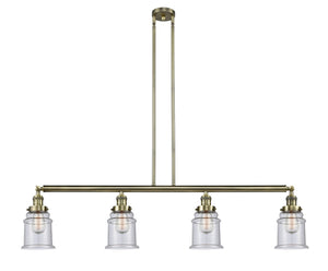 4-Light 50.625" Antique Brass Island Light - Seedy Canton Glass LED