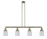 4-Light 50.625" Antique Brass Island Light - Seedy Canton Glass LED