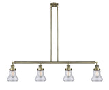 4-Light 50.875" Antique Brass Island Light - Clear Bellmont Glass LED
