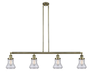 4-Light 50.875" Antique Brass Island Light - Seedy Bellmont Glass LED