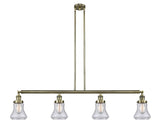 4-Light 50.875" Antique Brass Island Light - Seedy Bellmont Glass LED
