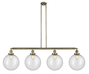 4-Light 56" Antique Brass Island Light - Seedy Beacon Glass LED