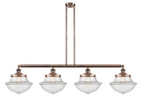 4-Light 54" Antique Copper Island Light - Clear Large Oxford Glass LED