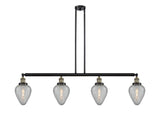 214-BAB-G165 4-Light 51.625" Black Antique Brass Island Light - Clear Crackle Geneseo Glass - LED Bulb - Dimmensions: 51.625 x 7 x 10<br>Minimum Height : 23<br>Maximum Height : 47 - Sloped Ceiling Compatible: Yes