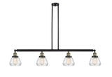 214-BAB-G172 4-Light 51.375" Black Antique Brass Island Light - Clear Fulton Glass - LED Bulb - Dimmensions: 51.375 x 6.75 x 10<br>Minimum Height : 19.5<br>Maximum Height : 43.5 - Sloped Ceiling Compatible: Yes