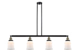 214-BAB-G181 4-Light 50.625" Black Antique Brass Island Light - Matte White Canton Glass - LED Bulb - Dimmensions: 50.625 x 6 x 11<br>Minimum Height : 21.5<br>Maximum Height : 45.5 - Sloped Ceiling Compatible: Yes