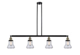214-BAB-G192 4-Light 50.875" Black Antique Brass Island Light - Clear Bellmont Glass - LED Bulb - Dimmensions: 50.875 x 6.25 x 11<br>Minimum Height : 20.5<br>Maximum Height : 44.5 - Sloped Ceiling Compatible: Yes