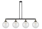 214-BAB-G202-10 4-Light 54" Black Antique Brass Island Light - Clear Beacon Glass - LED Bulb - Dimmensions: 54 x 10 x 14<br>Minimum Height : 24<br>Maximum Height : 48 - Sloped Ceiling Compatible: Yes