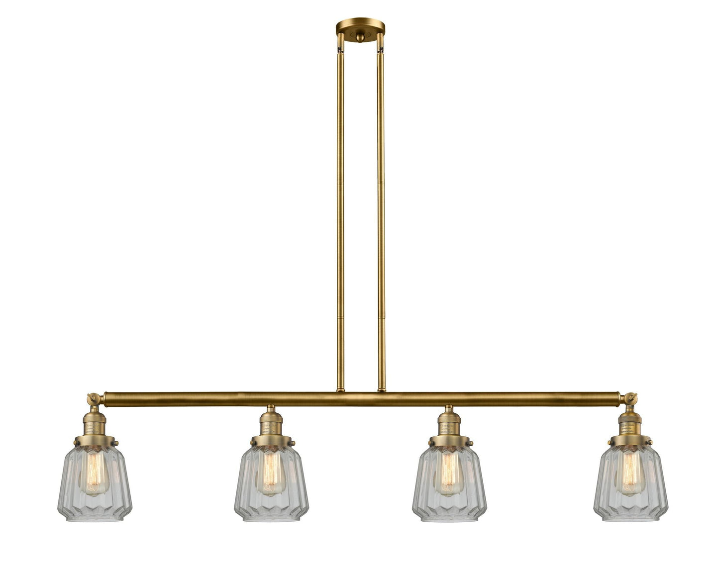 4-Light 50.875" Antique Brass Island Light - Clear Chatham Glass LED