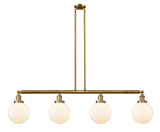 4-Light 52.625" Antique Brass Island Light - Matte White Cased Beacon Glass LED