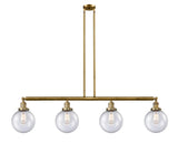4-Light 52.625" Antique Brass Island Light - Seedy Beacon Glass LED