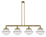 214-BB-G542-LED 4-Light 54" Oxford Brushed Brass Island Light - Clear Large Oxford Glass