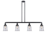 214-BK-G182 4-Light 50.625" Matte Black Island Light - Clear Canton Glass - LED Bulb - Dimmensions: 50.625 x 6 x 11<br>Minimum Height : 21.5<br>Maximum Height : 45.5 - Sloped Ceiling Compatible: Yes