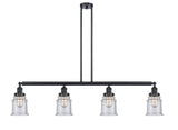 214-BK-G184 4-Light 50.625" Matte Black Island Light - Seedy Canton Glass - LED Bulb - Dimmensions: 50.625 x 6 x 11<br>Minimum Height : 21.5<br>Maximum Height : 45.5 - Sloped Ceiling Compatible: Yes