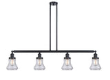 214-BK-G192 4-Light 50.875" Matte Black Island Light - Clear Bellmont Glass - LED Bulb - Dimmensions: 50.875 x 6.25 x 11<br>Minimum Height : 20.5<br>Maximum Height : 44.5 - Sloped Ceiling Compatible: Yes