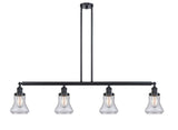 214-BK-G194 4-Light 50.875" Matte Black Island Light - Seedy Bellmont Glass - LED Bulb - Dimmensions: 50.875 x 6.25 x 11<br>Minimum Height : 20.5<br>Maximum Height : 44.5 - Sloped Ceiling Compatible: Yes