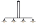 214-BK-G1 4-Light 53.125" Matte Black Island Light - White Halophane Glass - LED Bulb - Dimmensions: 53.125 x 8.5 x 8<br>Minimum Height : 16.25<br>Maximum Height : 40.25 - Sloped Ceiling Compatible: Yes