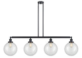214-BK-G202-10 4-Light 54" Matte Black Island Light - Clear Beacon Glass - LED Bulb - Dimmensions: 54 x 10 x 14<br>Minimum Height : 24<br>Maximum Height : 48 - Sloped Ceiling Compatible: Yes