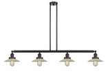 214-BK-G2 4-Light 53.125" Matte Black Island Light - Clear Halophane Glass - LED Bulb - Dimmensions: 53.125 x 8.5 x 8<br>Minimum Height : 16.25<br>Maximum Height : 40.25 - Sloped Ceiling Compatible: Yes