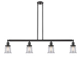 214-OB-G182S 4-Light 50.625" Oil Rubbed Bronze Island Light - Clear Small Canton Glass - LED Bulb - Dimmensions: 50.625 x 6 x 11<br>Minimum Height : 19.75<br>Maximum Height : 43.75 - Sloped Ceiling Compatible: Yes