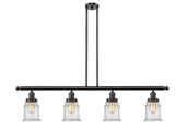 214-OB-G184 4-Light 50.625" Oil Rubbed Bronze Island Light - Seedy Canton Glass - LED Bulb - Dimmensions: 50.625 x 6 x 11<br>Minimum Height : 21.5<br>Maximum Height : 45.5 - Sloped Ceiling Compatible: Yes