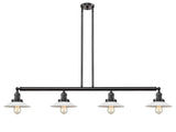 214-OB-G1 4-Light 53.125" Oil Rubbed Bronze Island Light - White Halophane Glass - LED Bulb - Dimmensions: 53.125 x 8.5 x 8<br>Minimum Height : 16.25<br>Maximum Height : 40.25 - Sloped Ceiling Compatible: Yes