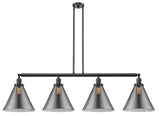 214-OB-G43-L 4-Light 56" Oil Rubbed Bronze Island Light - Plated Smoke Cone 12" Glass - LED Bulb - Dimmensions: 56 x 12 x 14<br>Minimum Height : 24.25<br>Maximum Height : 48.25 - Sloped Ceiling Compatible: Yes
