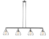 214-PC-G172 4-Light 51.375" Polished Chrome Island Light - Clear Fulton Glass - LED Bulb - Dimmensions: 51.375 x 6.75 x 10<br>Minimum Height : 19.5<br>Maximum Height : 43.5 - Sloped Ceiling Compatible: Yes