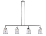 214-PC-G182 4-Light 50.625" Polished Chrome Island Light - Clear Canton Glass - LED Bulb - Dimmensions: 50.625 x 6 x 11<br>Minimum Height : 21.5<br>Maximum Height : 45.5 - Sloped Ceiling Compatible: Yes