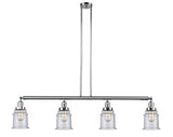214-PC-G184 4-Light 50.625" Polished Chrome Island Light - Seedy Canton Glass - LED Bulb - Dimmensions: 50.625 x 6 x 11<br>Minimum Height : 21.5<br>Maximum Height : 45.5 - Sloped Ceiling Compatible: Yes