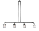 214-PC-G184S 4-Light 50.625" Polished Chrome Island Light - Seedy Small Canton Glass - LED Bulb - Dimmensions: 50.625 x 6 x 11<br>Minimum Height : 19.75<br>Maximum Height : 43.75 - Sloped Ceiling Compatible: Yes