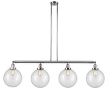 214-PC-G202-10 4-Light 54" Polished Chrome Island Light - Clear Beacon Glass - LED Bulb - Dimmensions: 54 x 10 x 14<br>Minimum Height : 24<br>Maximum Height : 48 - Sloped Ceiling Compatible: Yes