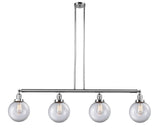 214-PC-G202-8 4-Light 52.625" Polished Chrome Island Light - Clear Beacon Glass - LED Bulb - Dimmensions: 52.625 x 8 x 12.875<br>Minimum Height : 22<br>Maximum Height : 46 - Sloped Ceiling Compatible: Yes