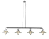 214-PC-G2 4-Light 53.125" Polished Chrome Island Light - Clear Halophane Glass - LED Bulb - Dimmensions: 53.125 x 8.5 x 8<br>Minimum Height : 16.25<br>Maximum Height : 40.25 - Sloped Ceiling Compatible: Yes