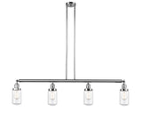 214-PC-G312 4-Light 49.125" Polished Chrome Island Light - Clear Dover Glass - LED Bulb - Dimmensions: 49.125 x 4.5 x 10.75<br>Minimum Height : 20.75<br>Maximum Height : 44.75 - Sloped Ceiling Compatible: Yes