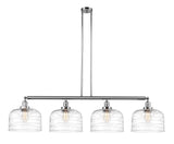 4-Light 54" X-Large Bell Island Light - Bell-Urn Clear Deco Swirl Glass LED